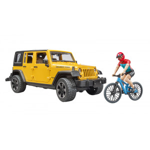 Jeep Wrangler Rubicon Unlimited avec VTT et cycliste