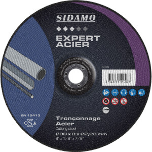 Disque à découper acier 230 x 3 x 22,23 déporté