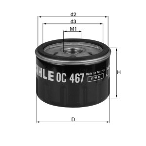 Filtre à huile Mahle OC467 Filtre à huile Mahle OC467